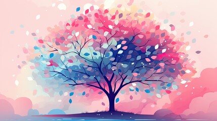 Obraz na płótnie Canvas illustrations image of a tree with colorful Generate AI