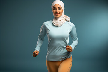 Muslim Sportswoman In Fashionable attire. Active lifestyle concept