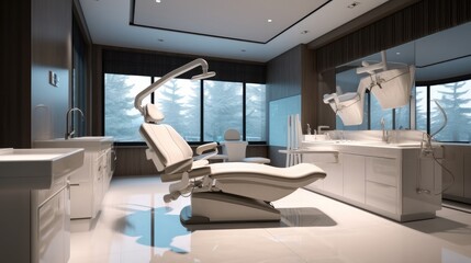 Dental clinic interior design with working tools, Modern dentists office.