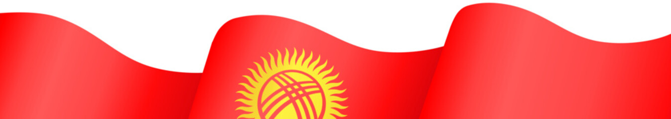 Kyrgyzstan flag wave isolated on png or transparent background