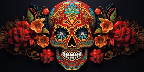 Traditional Mexican Calavera (sugar skull) for dia de los muertos (day of the dead) celebration