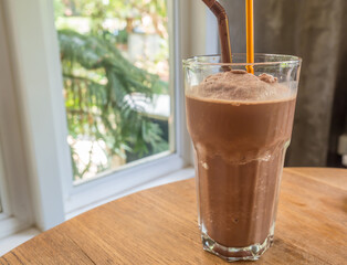 chocolate smoothie in a glass