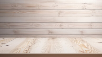 Light wooden empty blank Table Top with white color View, for display or montage your products 