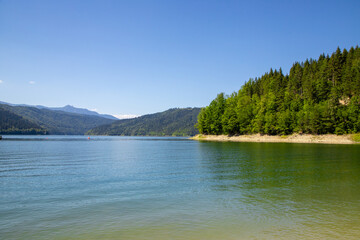 Fototapeta na wymiar Landscape with lake Bicaz Izvorul Muntelui from Romania