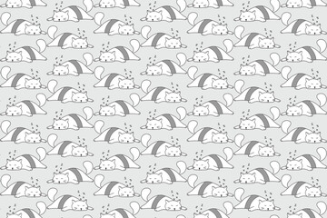 Illustration of the cat is sleeping on grey background.