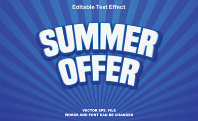 A blue poster that says summer offer on it, summer offer 3d text effect, summer offer text effect, summer sale 3d text effect, summer offer 3d editable text effect
