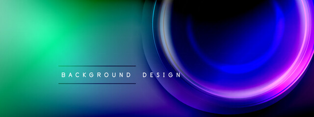 Circles lines and bubbles on bright glowing effect gradient with light and shadow effects. Dynamic interplay of light, shadow and depth. Futuristic and rhythmic technology design