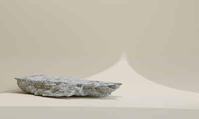 rock podium for product presentation. Natural beauty pedestal, relaxation and health, 3d illustration..