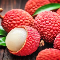 Ripe healthy asian lychee fruit