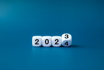 2024 happy new year with change to new era concepts. Flipping the 2023 to 2024 year calendar...