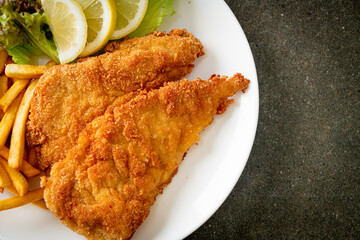 Homemade Breaded Weiner Schnitzel with Potato Chips