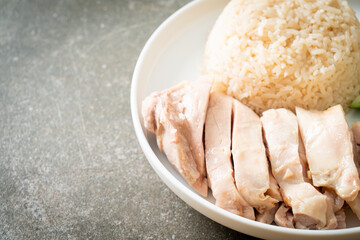 Hainanese chicken rice or rice steamed with chicken soup