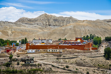 The forbidden Kingdom of Lo Manthang with Monastery, Palace and Village in Upper Mustang of Nepal. 
