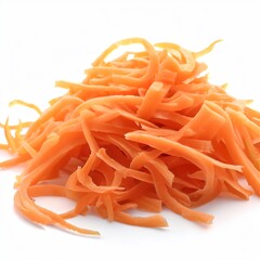 fresh shredded carrots isolated on white background