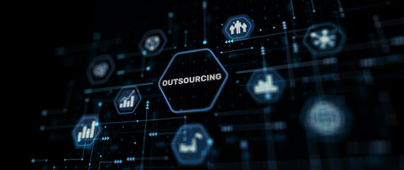 Outsourcing Human Resources Global Recruitment concept - obrazy, fototapety, plakaty