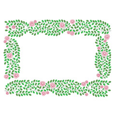 花と木の植物柄のフレーム・枠②ピンク