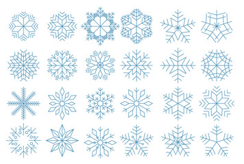 Snowflake line vector icon illustration collection