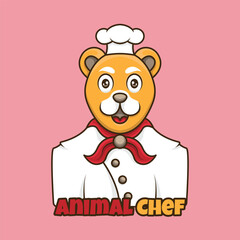 cute bear chef for mascot logo icon your business