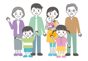 3世代家族のイラスト