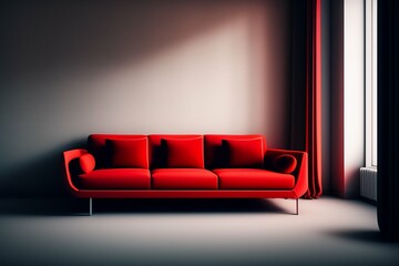 red sofa in a room 