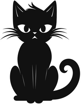 Black and white cat silhouette