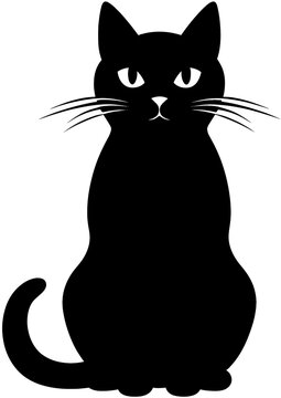 Sitting Black Cat Silhouette