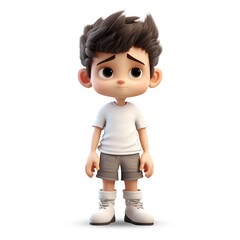 Cute 3D boy character expressing sadness