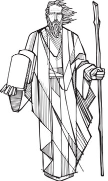 Hand drawn illustration of Moises