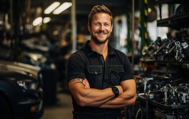 Obraz premium Proficient Auto Care: A Detailed Look at a Skilled Mechanic.