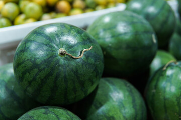 green watermelon on store
