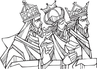 Hand drawn illustration of the Holy Kings.
