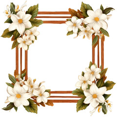 Flower Themed Frame. Transparent Inside and Background 33