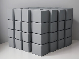 Black cubes abstract background. Random mosaic shapes. 
