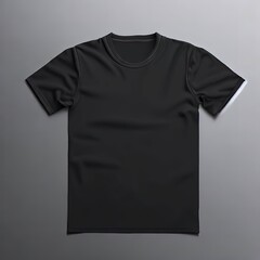 Black Tshirt Mockup Isolated On Grey Background