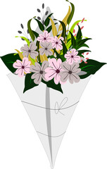 Hand Bouquet Illustration Clipart, Flowers Wrapped