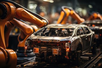 Robotic Synchronicity: Awe-Inspiring Moments as Assembly Robots Collaborate in Perfect Motion on a Car Manufacturing Line