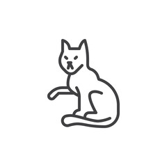 Cat with raised paw line icon