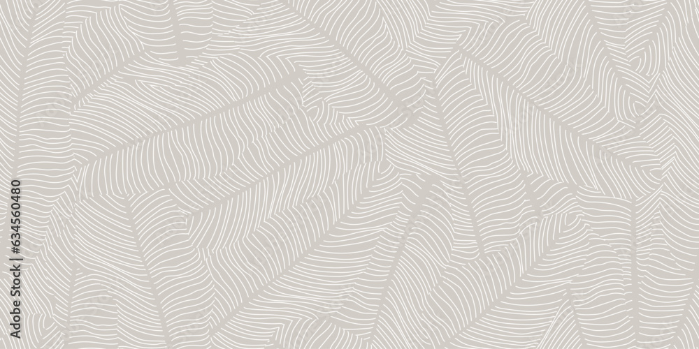 Poster leaves seamless pattern in trendy linear style. floral minimalist background. seamless pattern with 