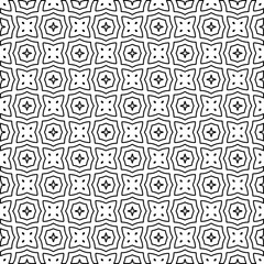 Abstract background with figures from lines. black and white pattern for web page, textures, card, poster, fabric, textile. Monochrome graphic repeating design.
