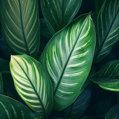 Green leaves pattern,leaf Dieffenbachia or Dumb Cane tree in garden,leaf exotic tropical