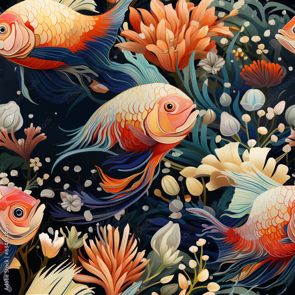 Aufkleber a school of angelfish swimming against a coral backdrop, their vibrant colors forming a dynamic patt