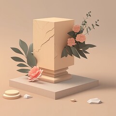 Minimalistic Design Podium with Flowers