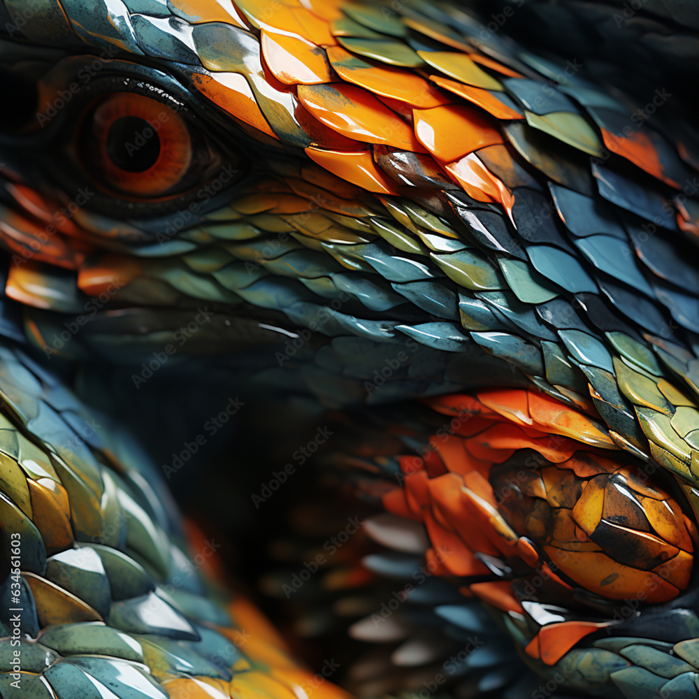 Fototapete a close-up of a snake's skin, revealing its distinctive scales and unique diamond-shaped patterns. p
