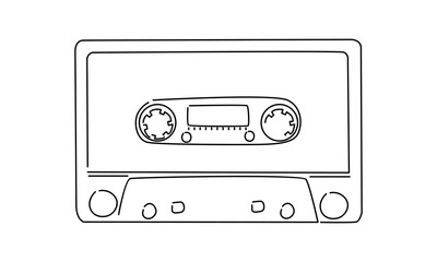line art of cassette tape ribbon