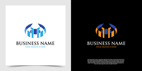 Geometric icon business architecture logo vector. Real estate agent icon logo template