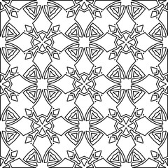 Abstract background with figures from lines. black and white pattern for web page, textures, card, poster, fabric, textile. Monochrome graphic repeating design.
