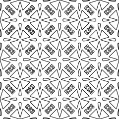 Abstract background with figures from lines. black and white pattern for web page, textures, card, poster, fabric, textile. Monochrome graphic repeating design.
