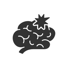 Stroke brain glyph icon on white background. Vector illustration.