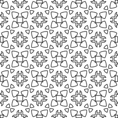 Abstract background with figures from lines. black and white pattern for web page, textures, card, poster, fabric, textile. Monochrome graphic repeating design.