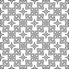 Abstract background with figures from lines. black and white pattern for web page, textures, card, poster, fabric, textile. Monochrome graphic repeating design.